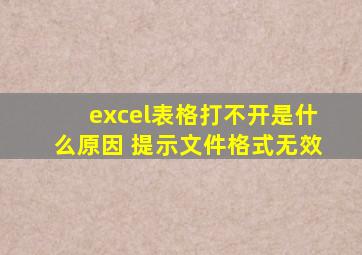 excel表格打不开是什么原因 提示文件格式无效